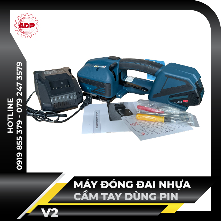 Máy đóng đai nhựa cầm tay dùng pin V2